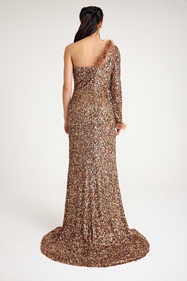 5880PAY PAYETLİ ABİYE ELBİSE - 4