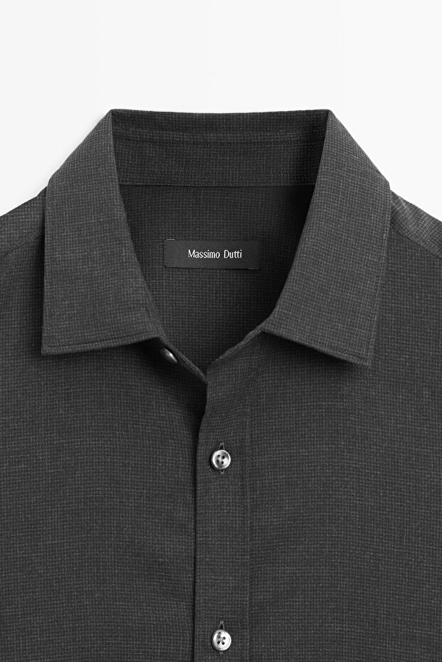 Mikro kareli regular fit gömlek - 6