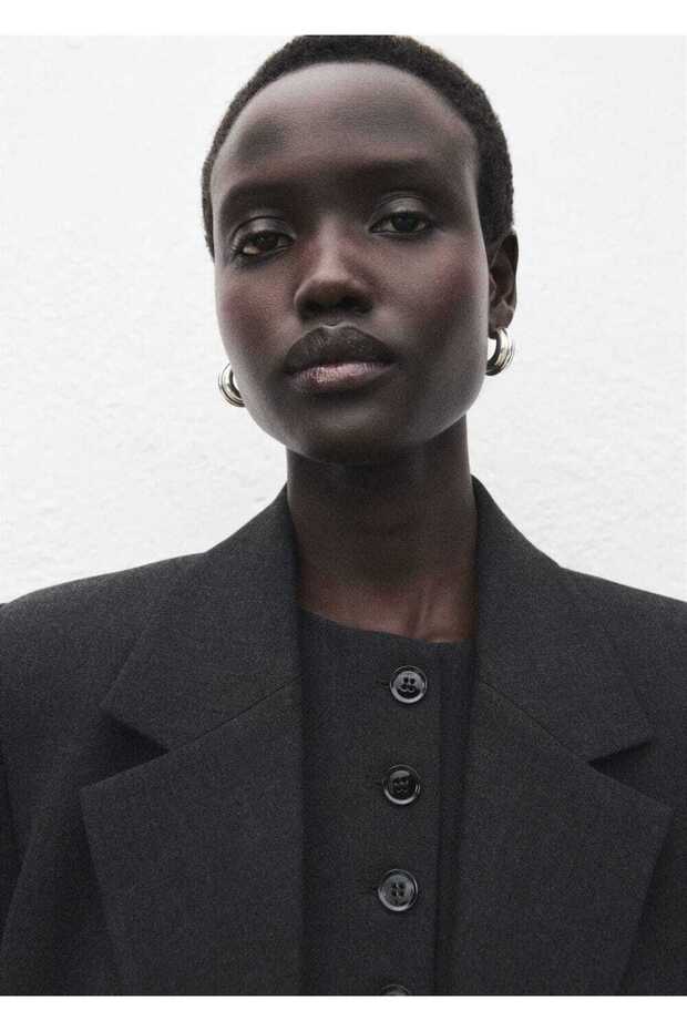 Çift düğmeli kumaş blazer ceket - 7