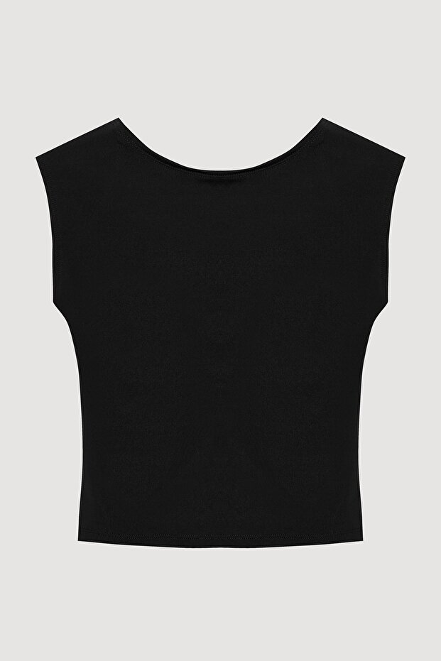 Sırt Dekolteli Basic Bluz Siyah - 2