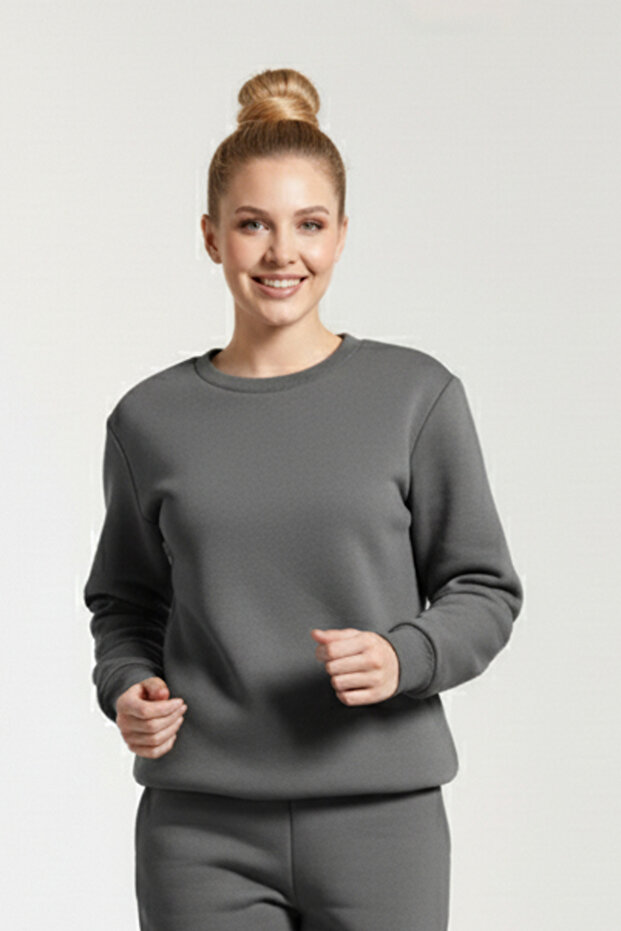 Women's Crew Neck 3 Thread Soft Puff Fabric (with Fleece Inside) Sweatshirt - Oversize Original Fit