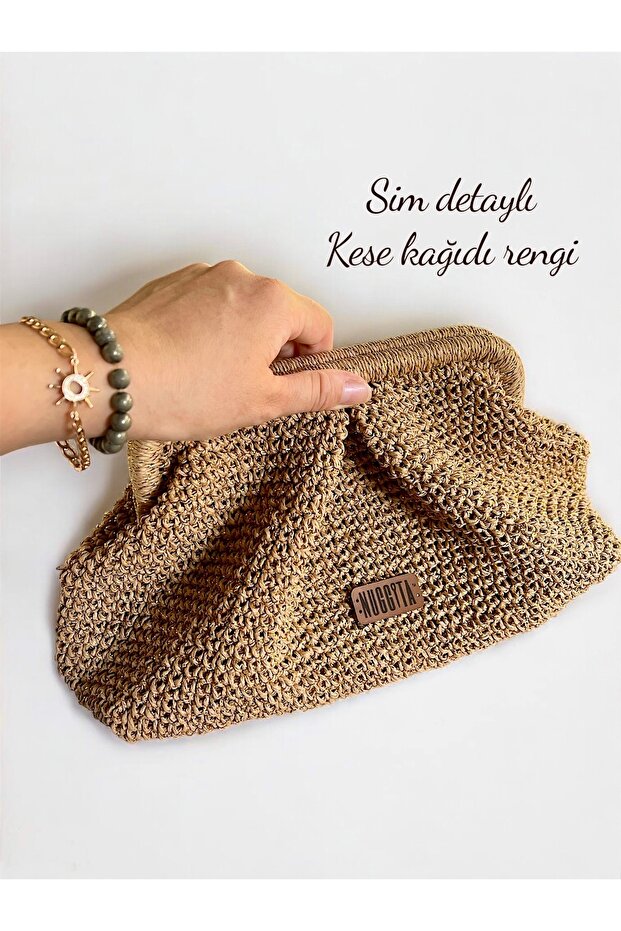 Handmade Crafts Raffia Scholarship Bag - Glitter Paper Bag