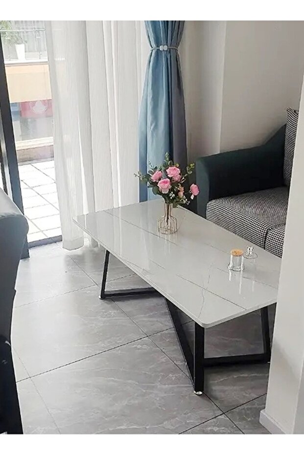 طاولة وسط أريكة مستطيلة الشكل بتصميم نورديك متعدد الوظائف وإطار فولاذي - 2