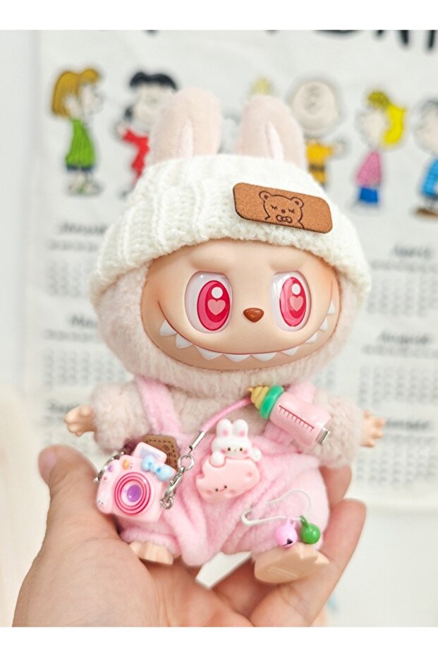 2-Pieces Labubu Dolls Shirt Clothes Accessories with Cap Casual Style Outfit for Pretend Play Doll C