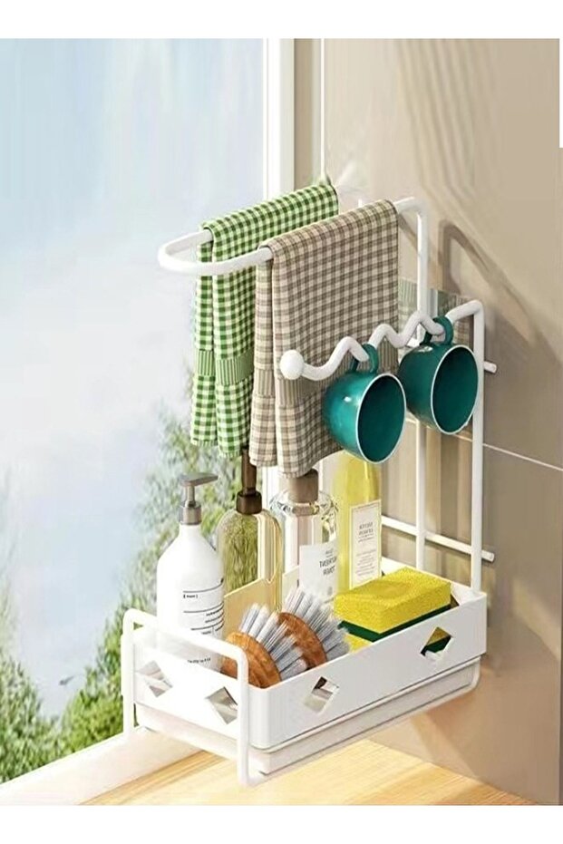 Household Multipurpose Use Kitchen Bathroom Storage Rack Waterproof Scouring Pad Supplies Holder Tow