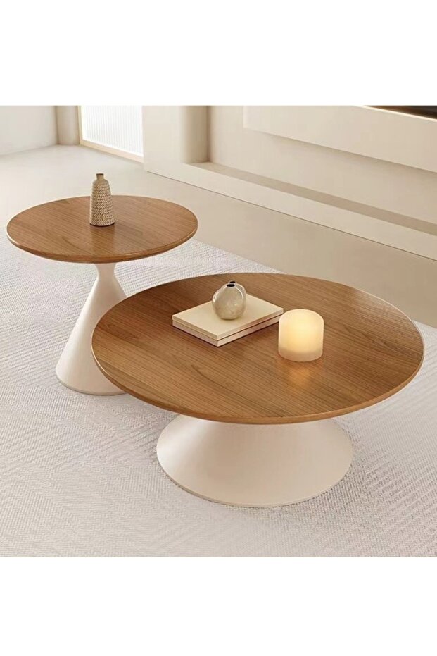 Set of 2 Multipurpose Modern Design Nested Coffee Tables Strong Base Side Tables - 4