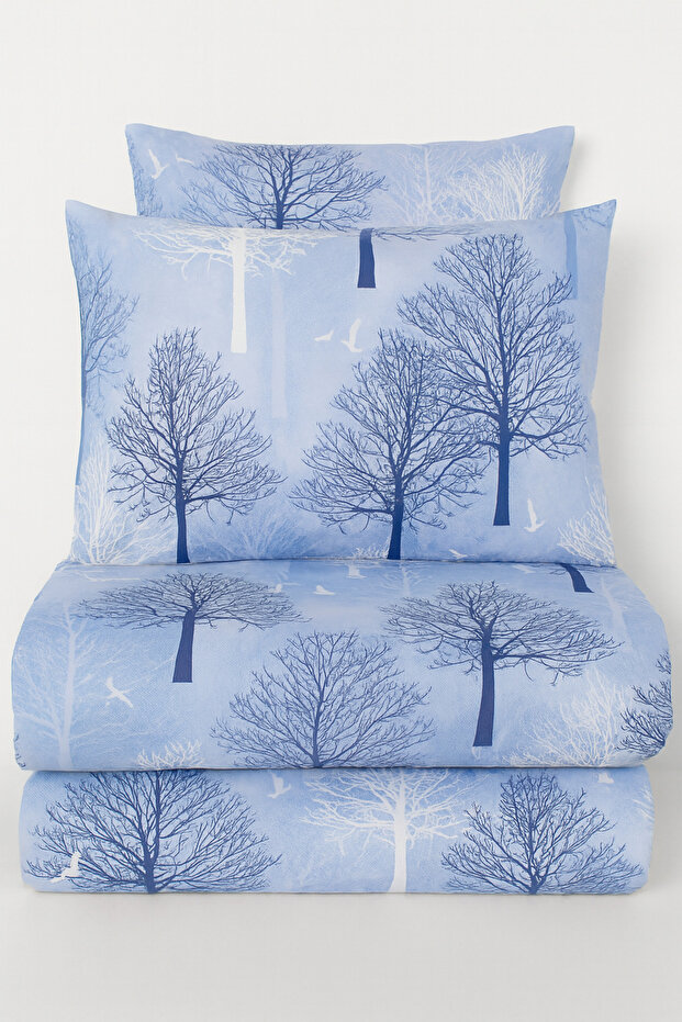 Double Cotton Fitted Sheet + 2 Pillowcases Bedding Set Durable Patterned Set - 4