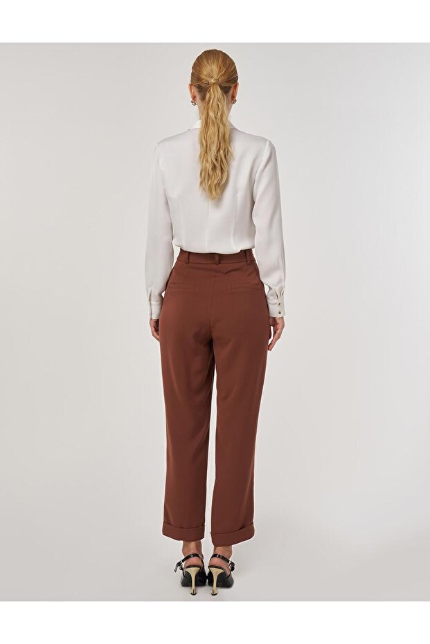 Duble Paça Kumaş Pantolon Kahve - 5