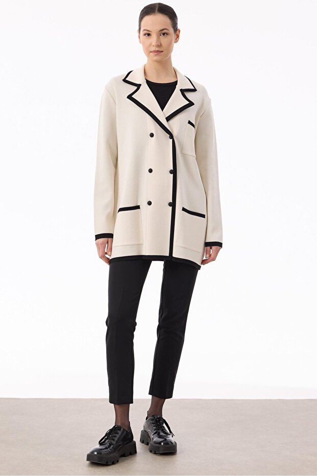 Rayon jacket with stripe detail vanilla