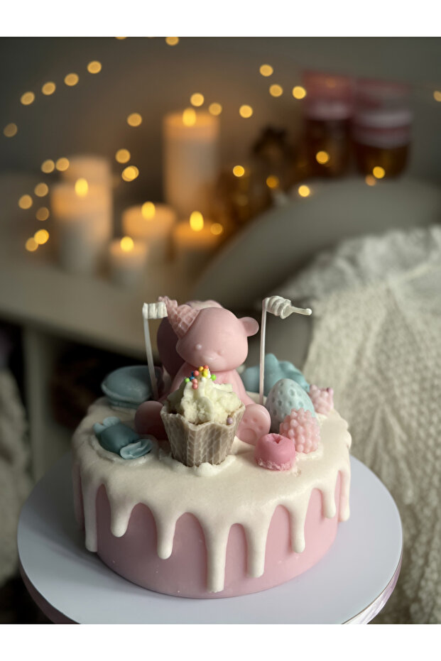Ayıcıklı Pasta Mum - 1