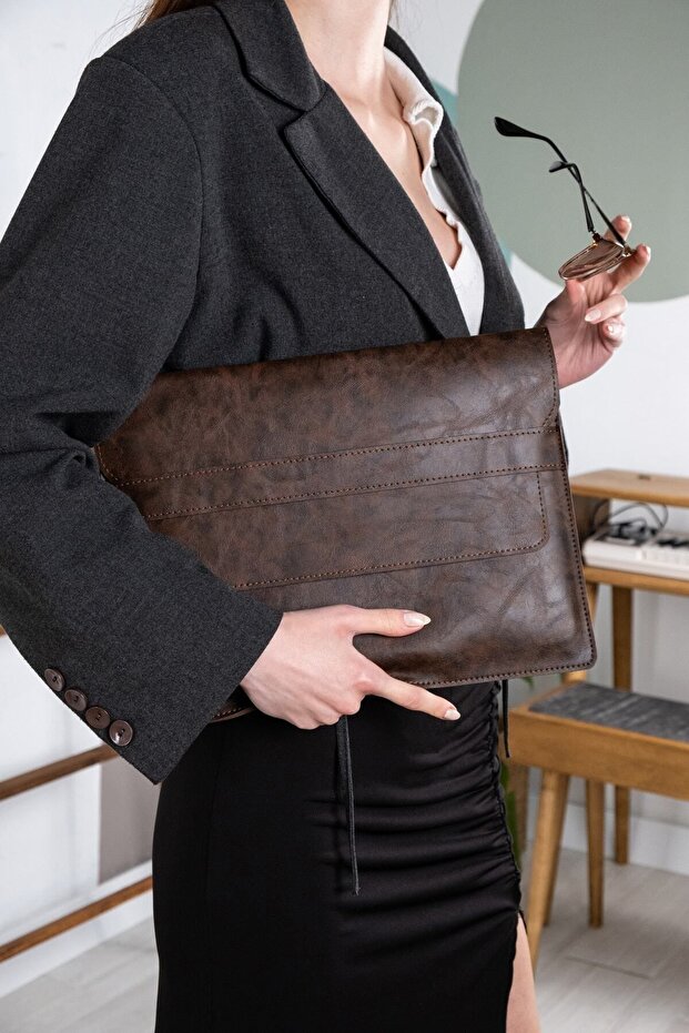 Pu Leather Brown Asus Zenbook Flip 13 UX363JA-EM158T Notebook Laptop Case Bag Portfolio