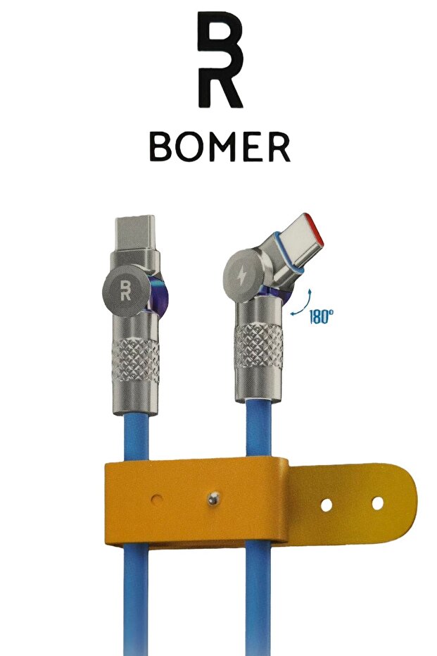3827 120w 6a Mavi Renk Type C To Type C 180 Derece Döner Başlı Işıklı Şarj Ve Data Fly Kablosu - 1