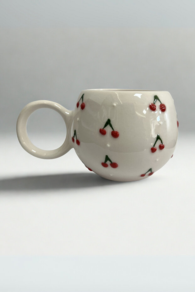 Cherry Embossed Single Handmade Mug - 3