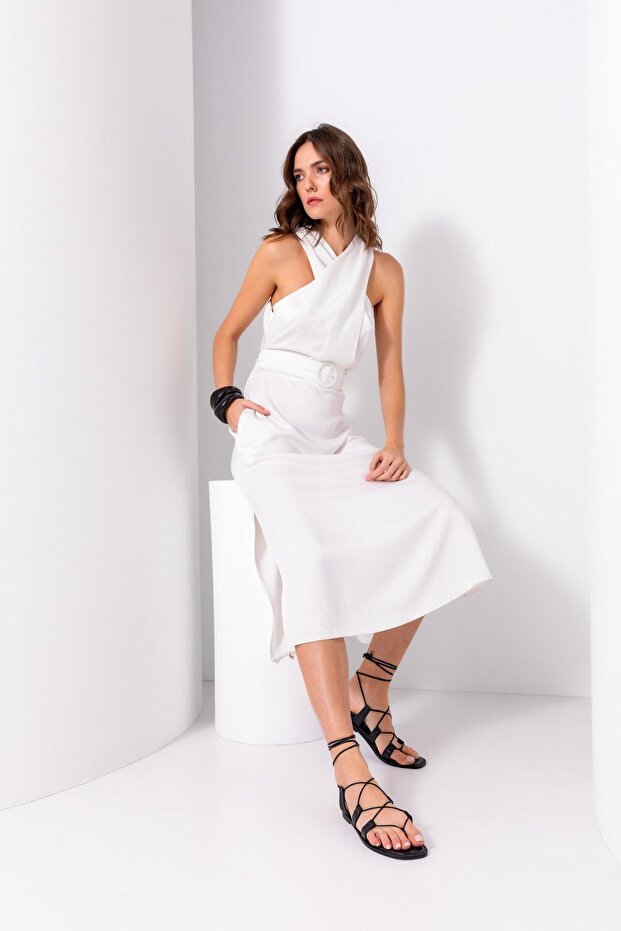 24YE154 Çapraz Askılı Elbise - 6