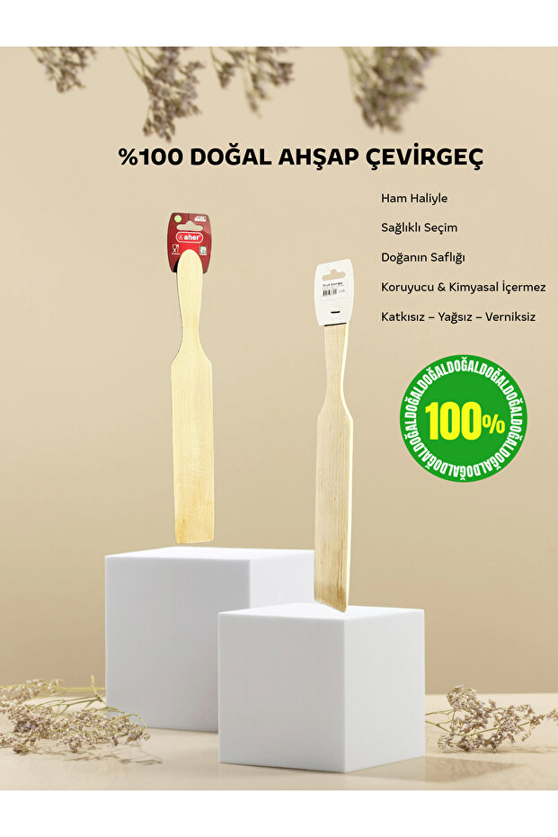 Natural Wide Wooden Turner Spatula - Grilled Meatballs Fish Pancake Turning Serving Spatula