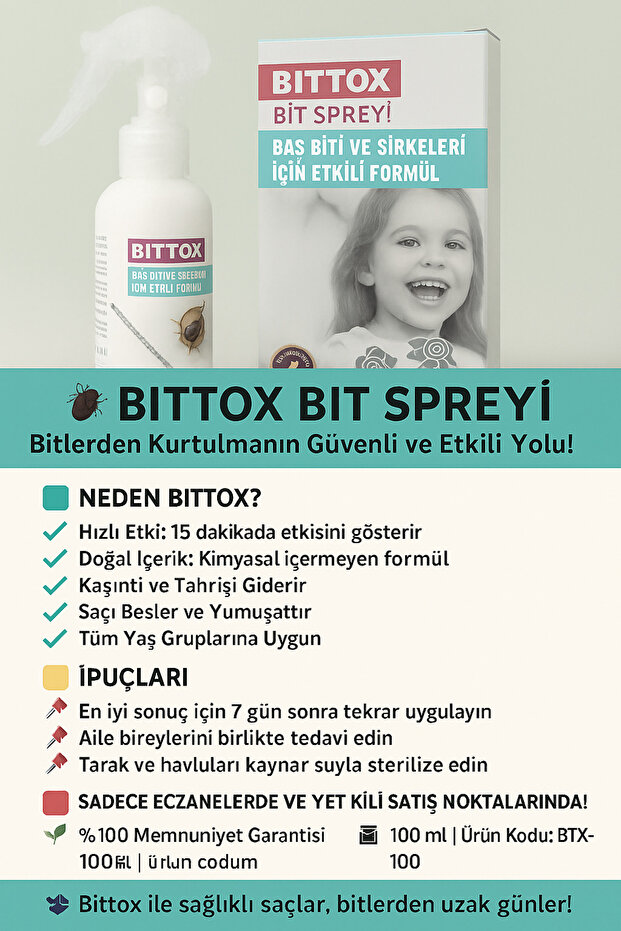 Saç Bit Spreyi İlacı 100 ml Ve TTO Bit Şampuanı 150 ml Ve Metal Tarak Hediyeli - 6