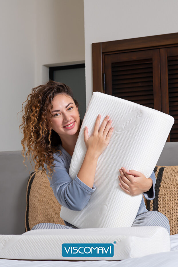 Salda Ergonomik & Ortopedik| Boyun destekli |Doğal Lif Kılıflı |Astarlı |Ömür Testli |Visco Yastık - 6