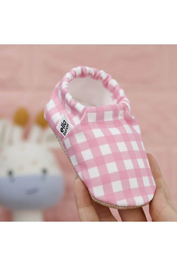 Botki dziecięce z antypoślizgową podeszwą w różowe paski, buty domowe, kapcie, buty do przedszkola, kapcie - 6