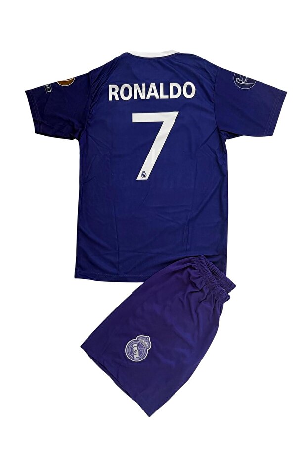 Mor Renk 2016/17-R.o.n.a.l.d.o-7-R.e.a.l M..a.d.r.i'd.Futbol Çocuk Forması 2'li Set Forma - 3