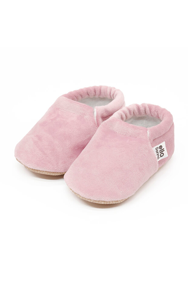 Aksamitne buciki niemowlęce - antypoślizgowa podeszwa, domowe kapcie, dziecięce buciki pudrowe - 1