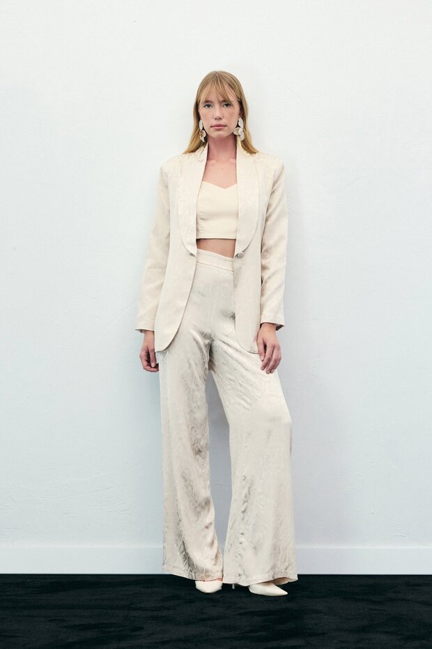 Snake Patterned Trousers - Beige - 6