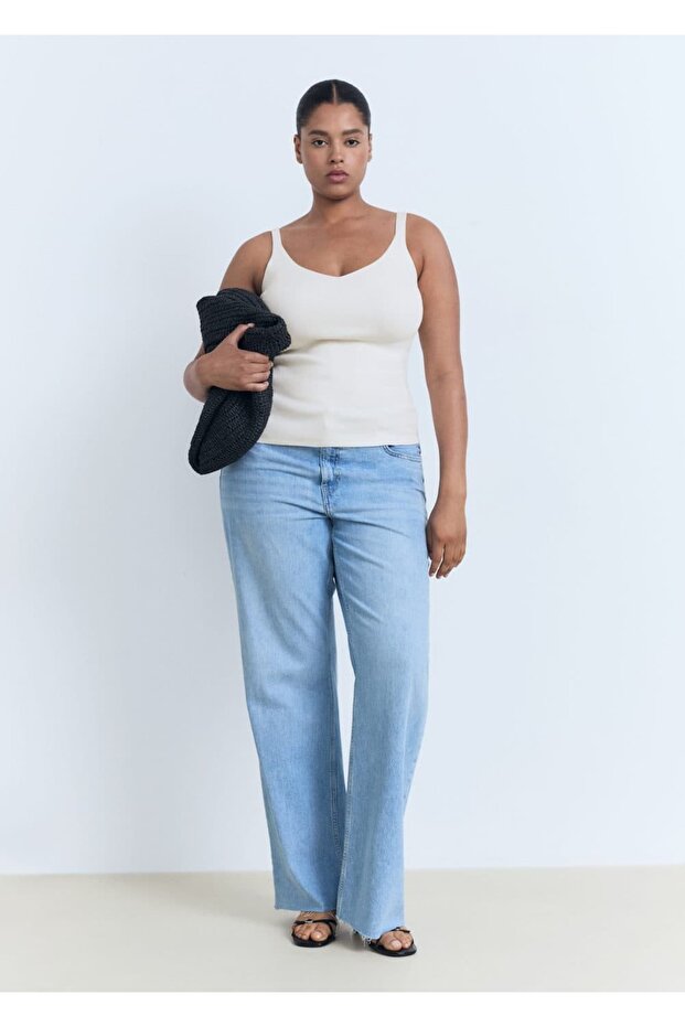 V yaka triko bluz - 6