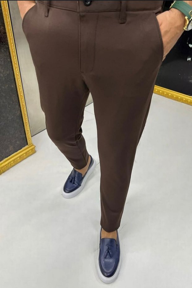 Men's Italian Cut Slim Fit-Extra Slim Fit Quality Stretchy Lycra Ankle Length Fabric Trousers
