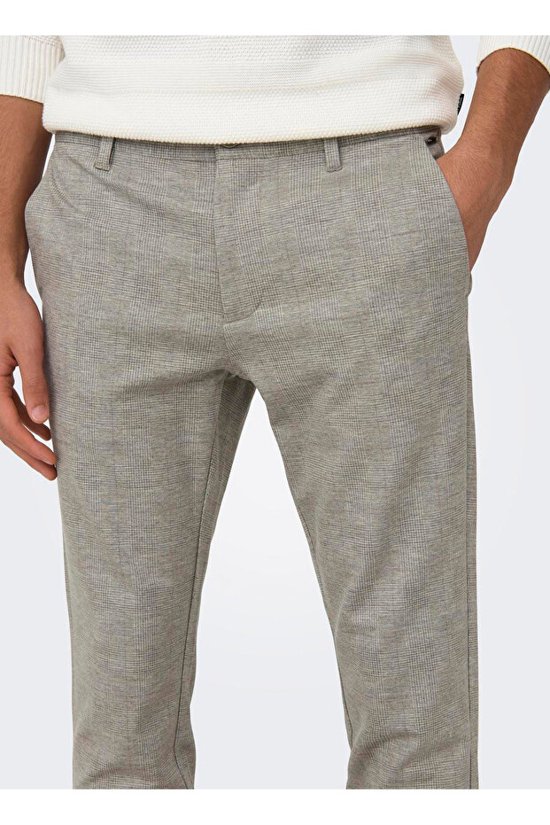 Normal Bel Dar Paça Açık Kahve Erkek Pantolon ONSMARK SLIM CHECK 020919 PANT NOOS - 4