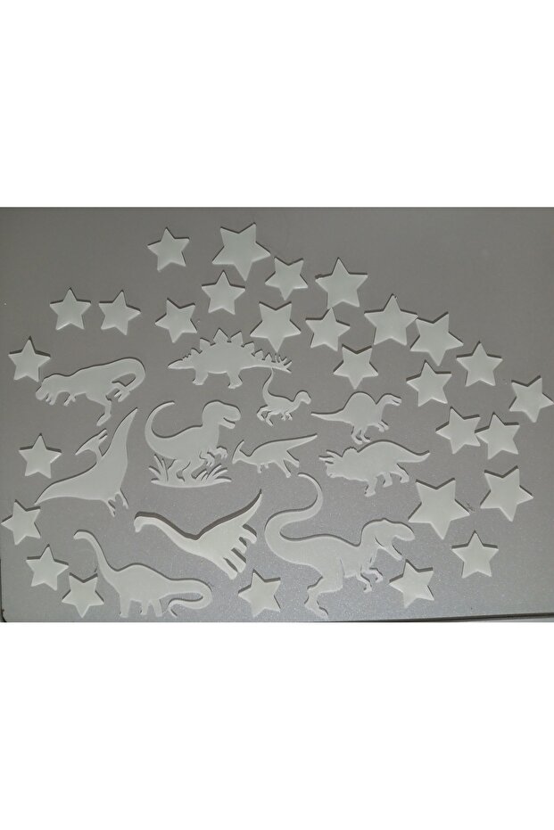 Karanlıkta Parlayan Fosforlu Dinozorlar ve Yıldızlar 25 Adet Tavan Duvar Süsü - 2