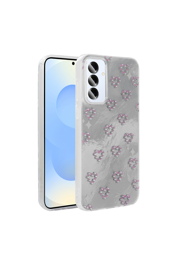 Galaxy A25 Compatible Case Camera Protection Protruding Ribbon Stone Design Cover