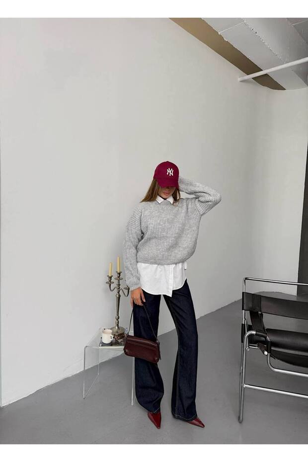 Balon Kol Triko Oversize Kazak - 8