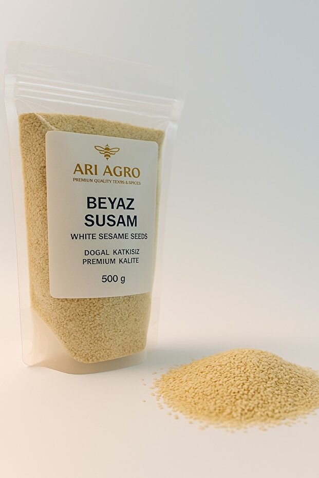 ARI AGRO AGRO Doğal Beyaz Susam 500 g - Soyulmuş – Katkısız ve Yerli Üretim - Premium Kalite