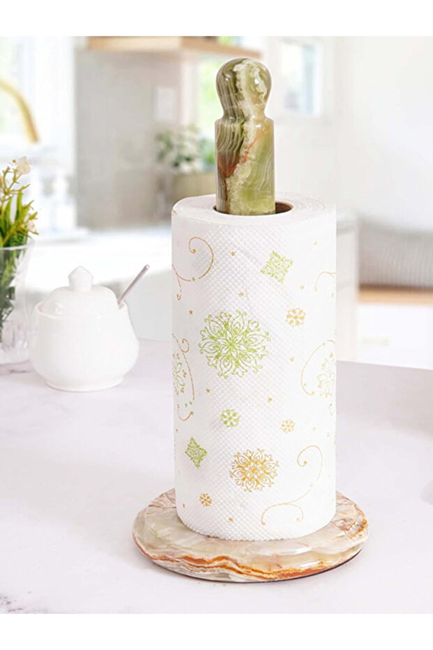 Marble Paper Towel Holder 12.5" Black Handmade – Stand For Napkins, Kitchen & Bathroom Use