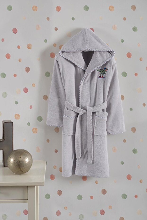 Bambu Nakışlı Garson Boy Bornoz - Dino - 2