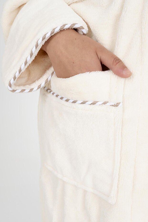 Biyeli Şal Yaka Bambu Bornoz - 4