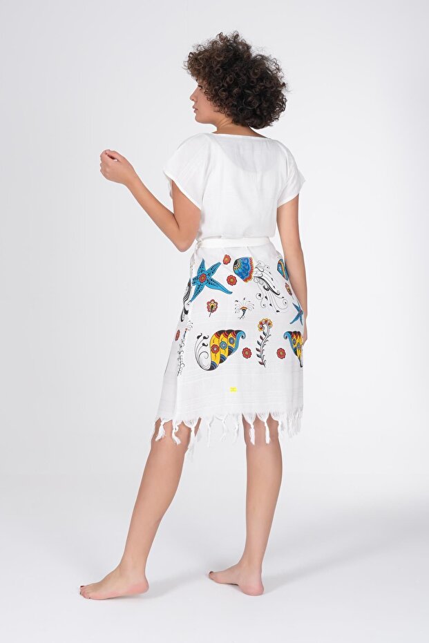 Baskılı Bambu Plaj Elbisesi - 3