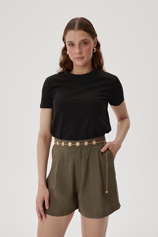 YÜKSEK BEL BERMUDA ŞORT - 5