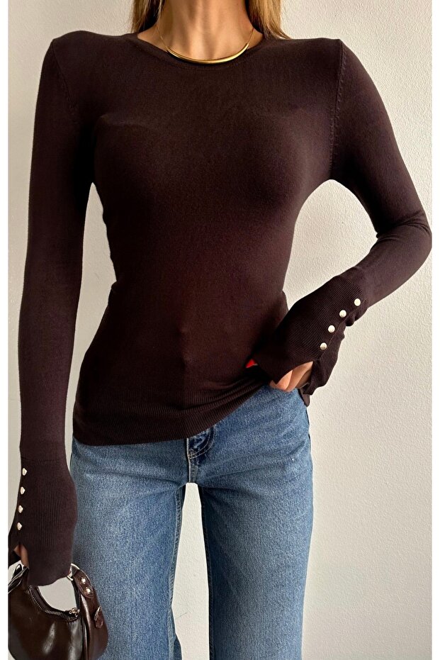 Solid Color Basic Sweater Burgundy - 4