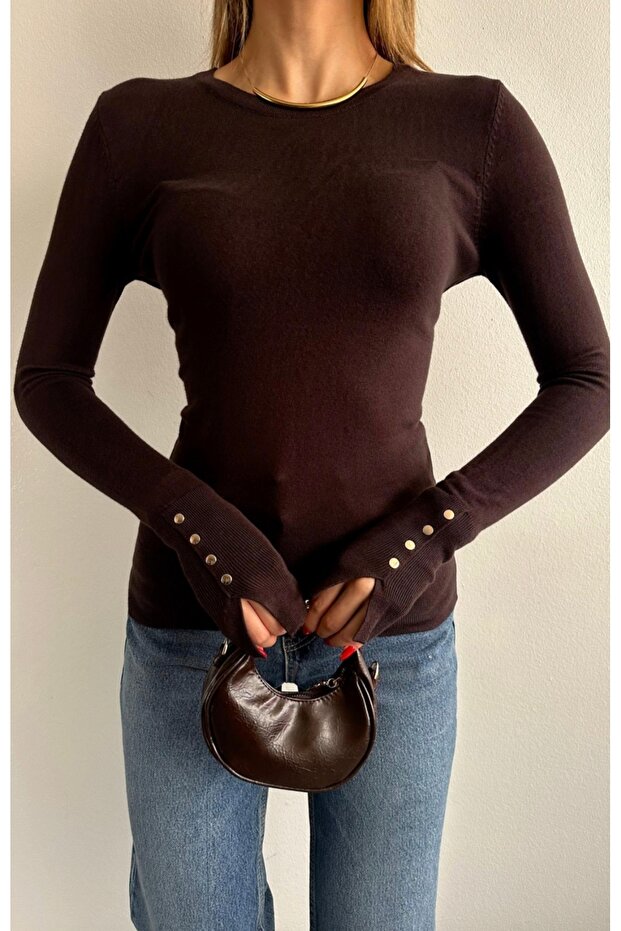 Solid Color Basic Sweater Burgundy - 2