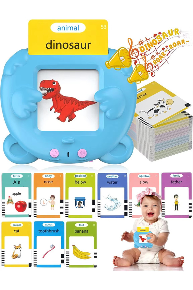 بطاقات تعليمية ناطقة بلون أزرق - 224، ألعاب تعليمية مبكرة للأطفال الأولاد والبنات لتعلم القراءة في مرحلة ما قبل المدرسة - 6
