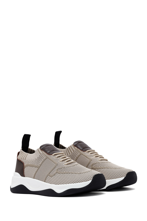 Zero Erkek Bej Kalın Tabanlı Kumaş Sneaker 25SFD69206F - 3