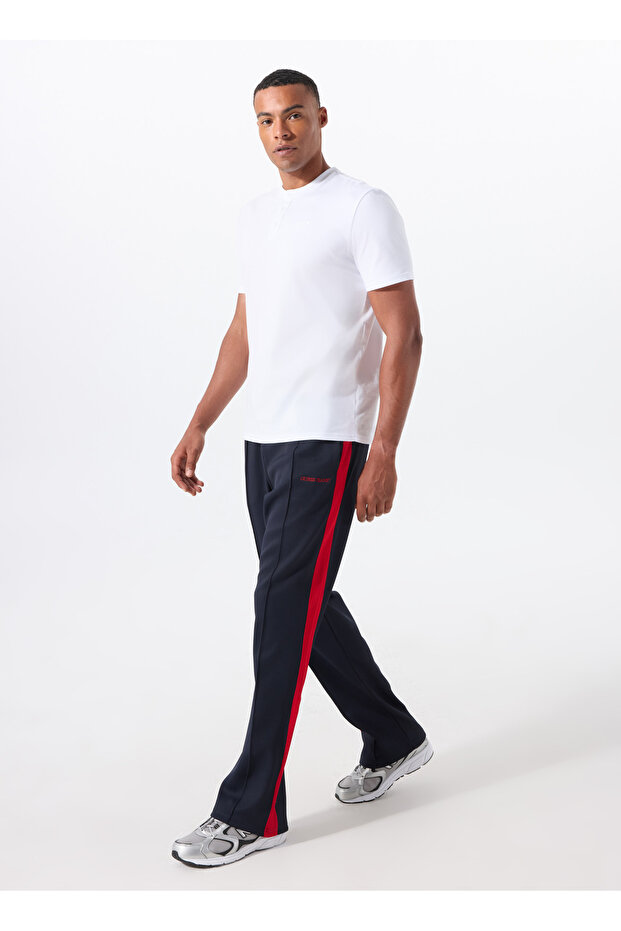 Navy Blue Men's Regular Waist Regular Fit Patterned Sweatpants M5Gb58Kb212A71W Gj Tricot Track Pt