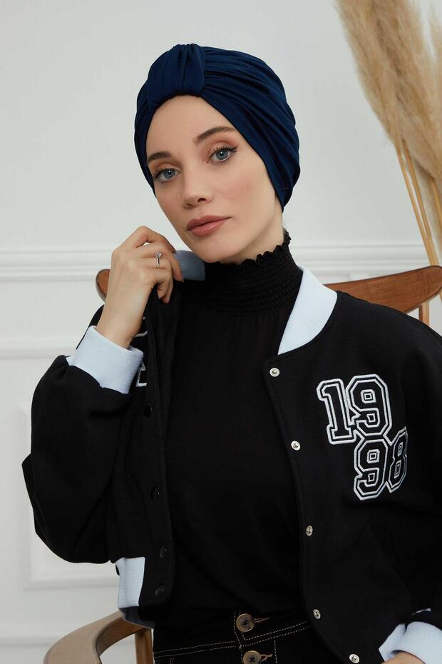 قبعة أنيقة ومريحة، أزرق داكن، B-68