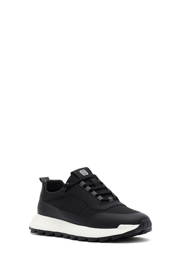 Erkek Siyah Bağcıklı Kalın Tabanlı Deri Sneaker 25SFD69536F - 6