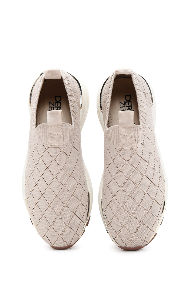 Zero Kadın Bej Desenli Kalın Tabanlı Sneaker 25SFD43036F - 6