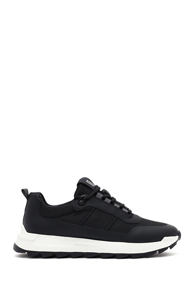 Erkek Siyah Bağcıklı Kalın Tabanlı Deri Sneaker 25SFD69536F - 1