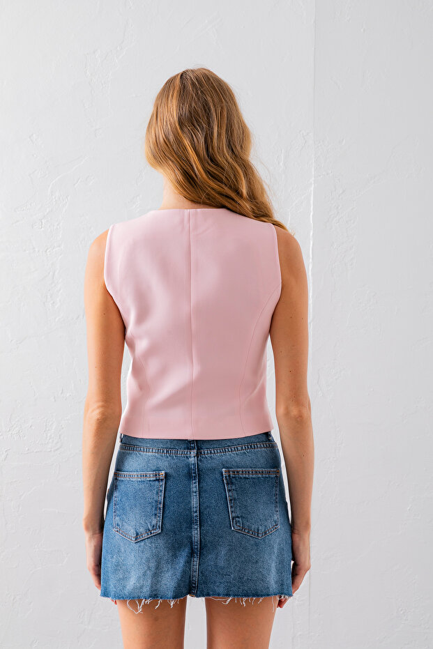 Pembe Kadın Yelek - 7