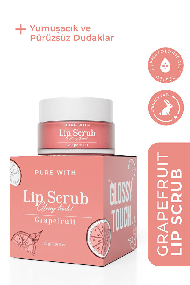 Glossy Touch Lip Peeling Grapefruit Flavored Smooth and Shiny Lip Peeling 25 Gr