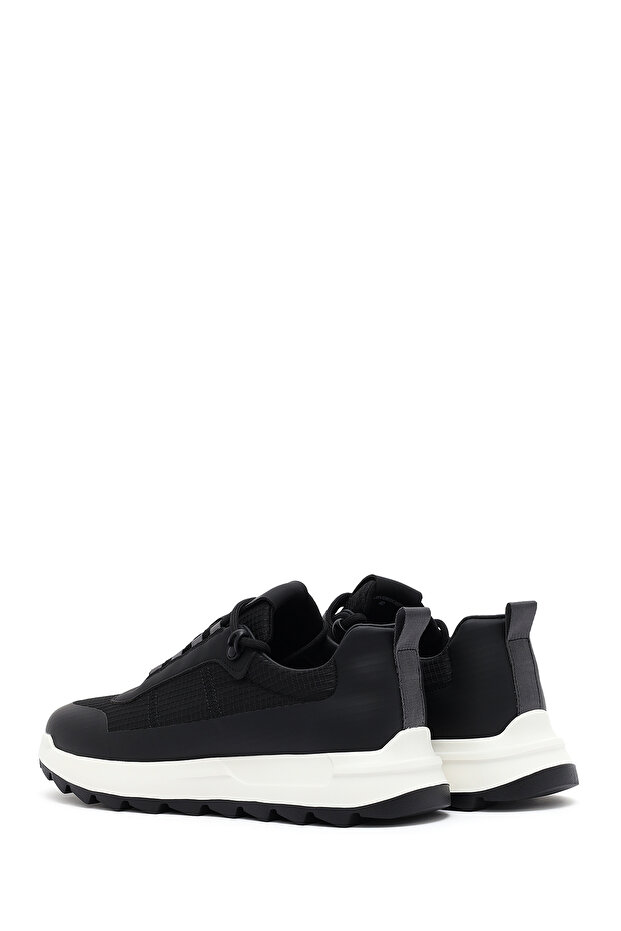 Erkek Siyah Bağcıklı Kalın Tabanlı Deri Sneaker 25SFD69536F - 5