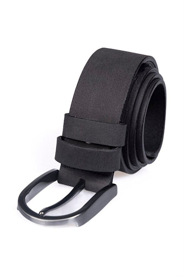Men's 100% Genuine Leather 4 cm Sports Black Belt
